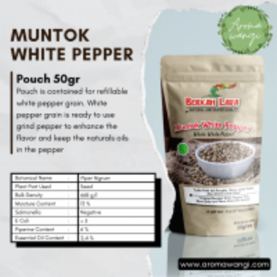 resources of Muntok White Pepper Pouch 50Gram exporters