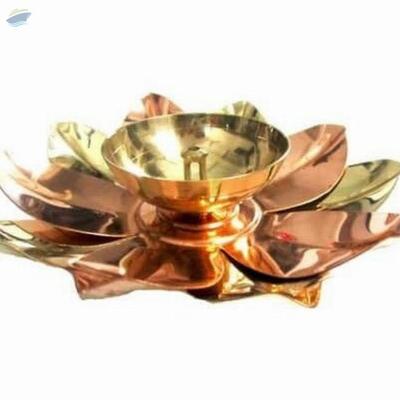 Ajn-131 Gold Plated Lotus Diya Exporters, Wholesaler & Manufacturer | Globaltradeplaza.com