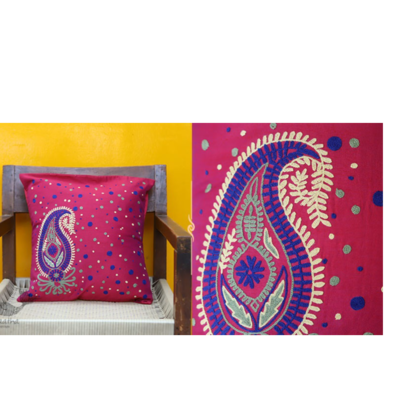 resources of Hand embroidery full aari cushion exporters