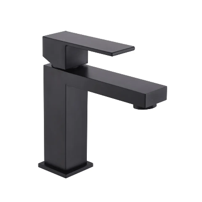 resources of Modern Bath Faucet with Single Lever for Residential Use by TASORO -- Matte Black Finish Square Aesthetic Brass Construction exporters