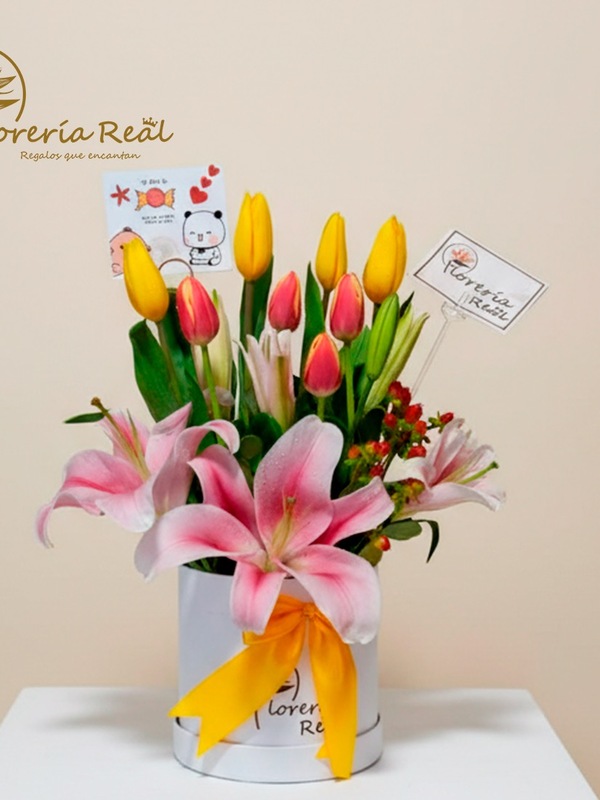 TULIPANES Y LILIUM EN BOX