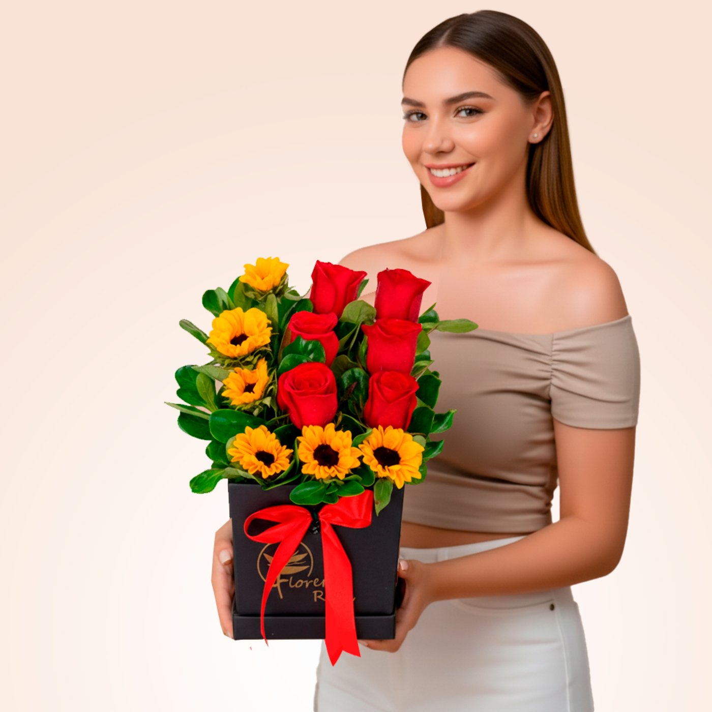 ROSAS Y GIRASOLES EN BOX