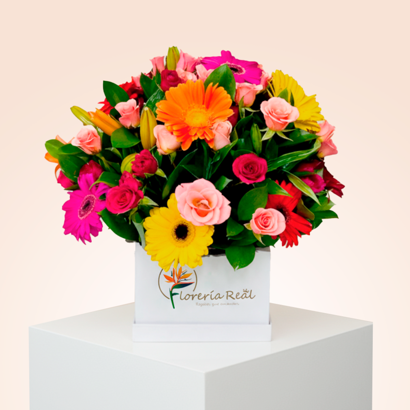 PRIMAVERAL DE GERBERAS, LILIUM Y MINI ROSAS