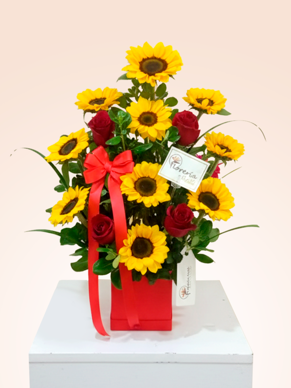GIRASOLES Y ROSAS EN BOX