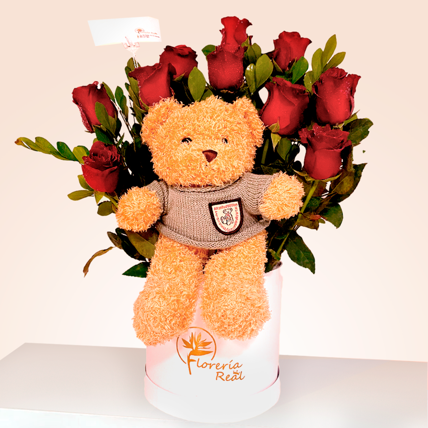 BOX DE ROSAS + PELUCHE
