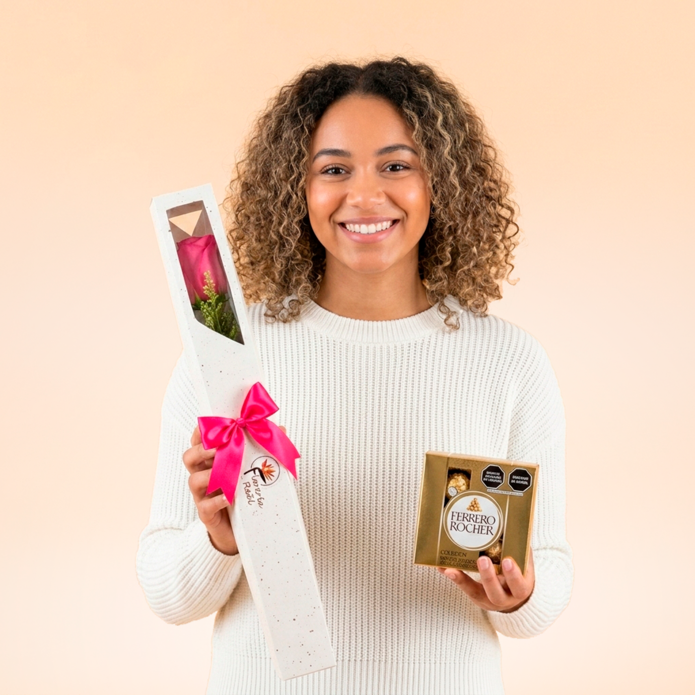 Caja de Rosa Premium & Ferrero: Un Detalle Eterno