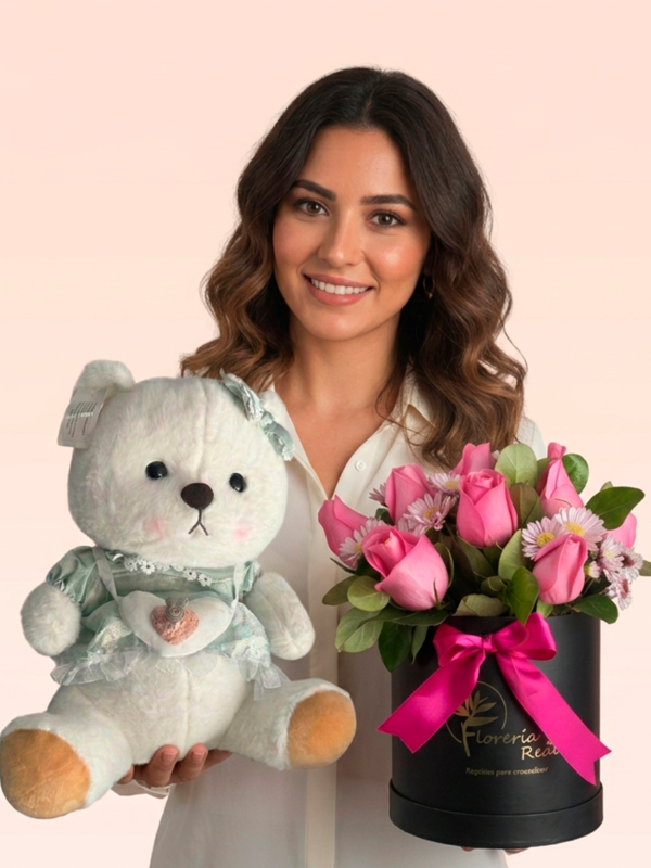 Box de Rosas con Osito de Peluche – Florería en Arequipa