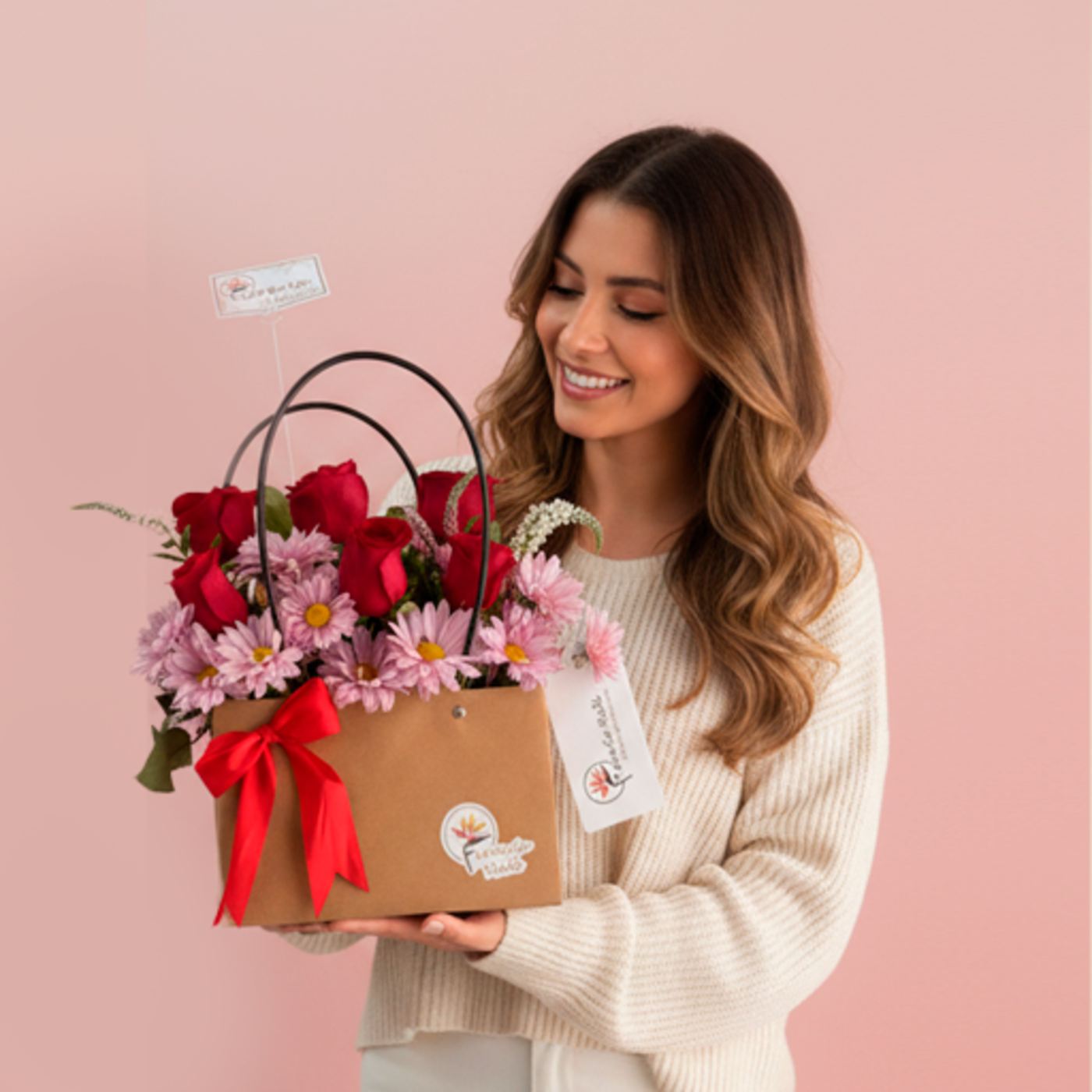 Cartera Vintage de Rosas y Margaritas – Envío de Flores a Domicilio en Arequipa