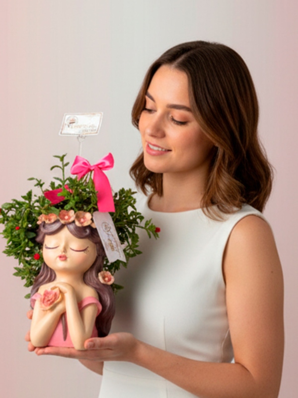 Macetero Silueta Gala con Plantas Elegantes – Arreglos Florales en Arequipa