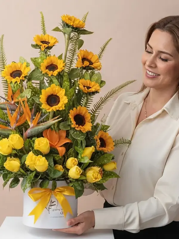 Box de 12 Girasoles y Rosas Amarillas – Envío de Flores a Domicilio en Arequipa