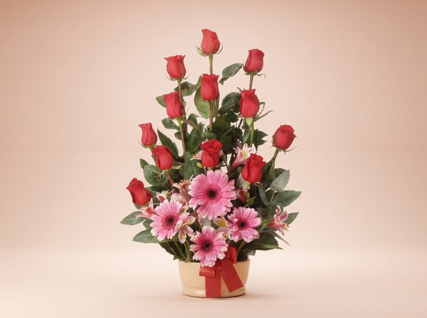 Macetero Premium de 12 Rosas Rojas