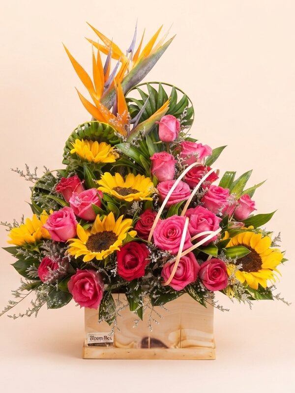 Canasta de Girasoles y Rosas Gala