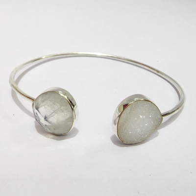 resources of 925 sterling silver white druzy gemstone handmade bangle exporters