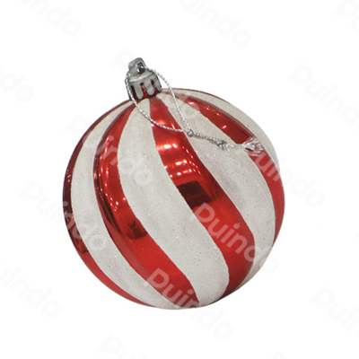 resources of Puindo Customized Christmas Ball Red Stripe Festive Hanging Ornament Babule Ball For Xmas Tree Decor exporters