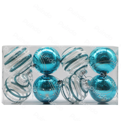 resources of Customized Shatterproof Christmas Ornaments Ball Gift Box 8pcs Clear And Blue Xmas Decorations Ball exporters