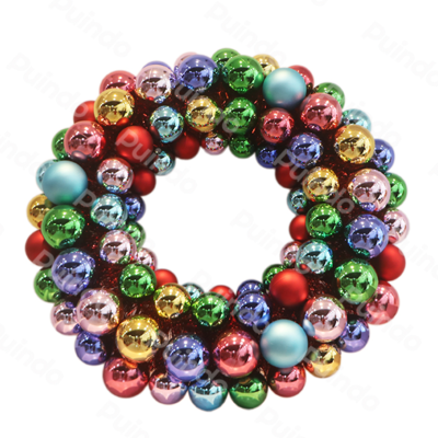 resources of Puindo High Quality Customized Colorful Shiny Christmas Ball Wreath For Home Holiday Xmas Decor exporters