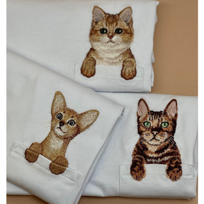 resources of Unisex pocket t-shirt with animal embroidery exporters