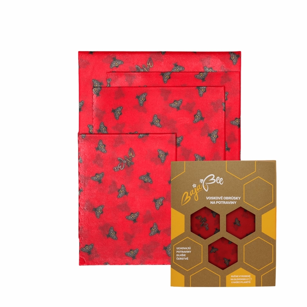 Voskové obrúsky - Multipack, červené včielky, XL/M/M/S