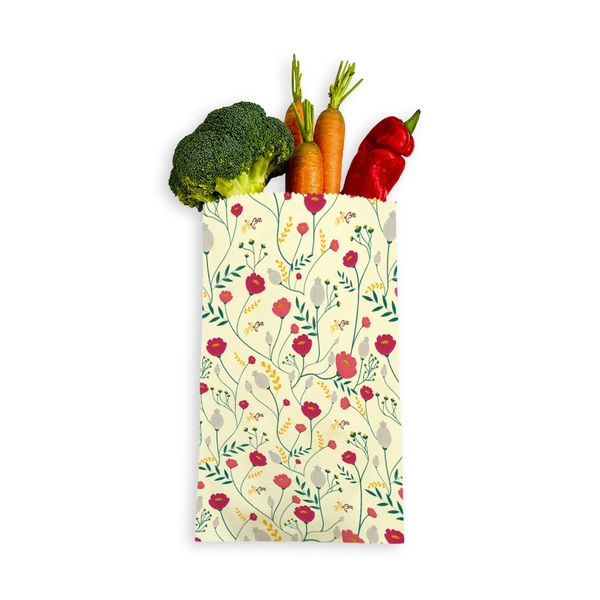 Beeswax bag - L, Flowers, 1 pc
