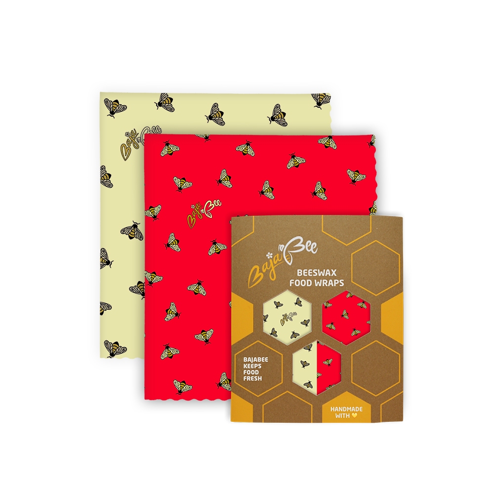 Beeswax wraps - 2 x M, Red and yellow bees