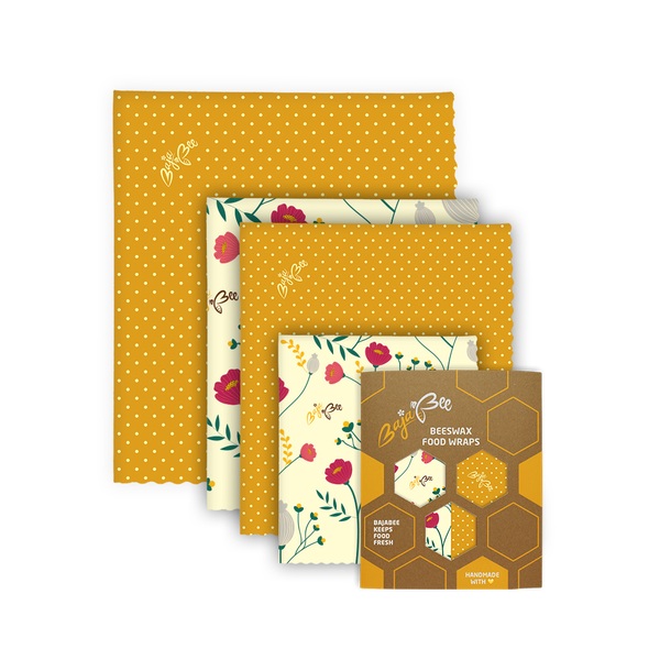 Bienenwachstücher - Multipack XL/M/M/S - Blumen und Punkte