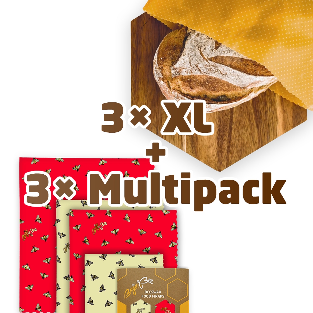 Family Bundle | 3 x XL Beeswax bag + 3 x Multipack beeswax wraps
