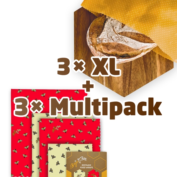 Family Bundle | 3 x XL Beeswax bag + 3 x Multipack beeswax wraps