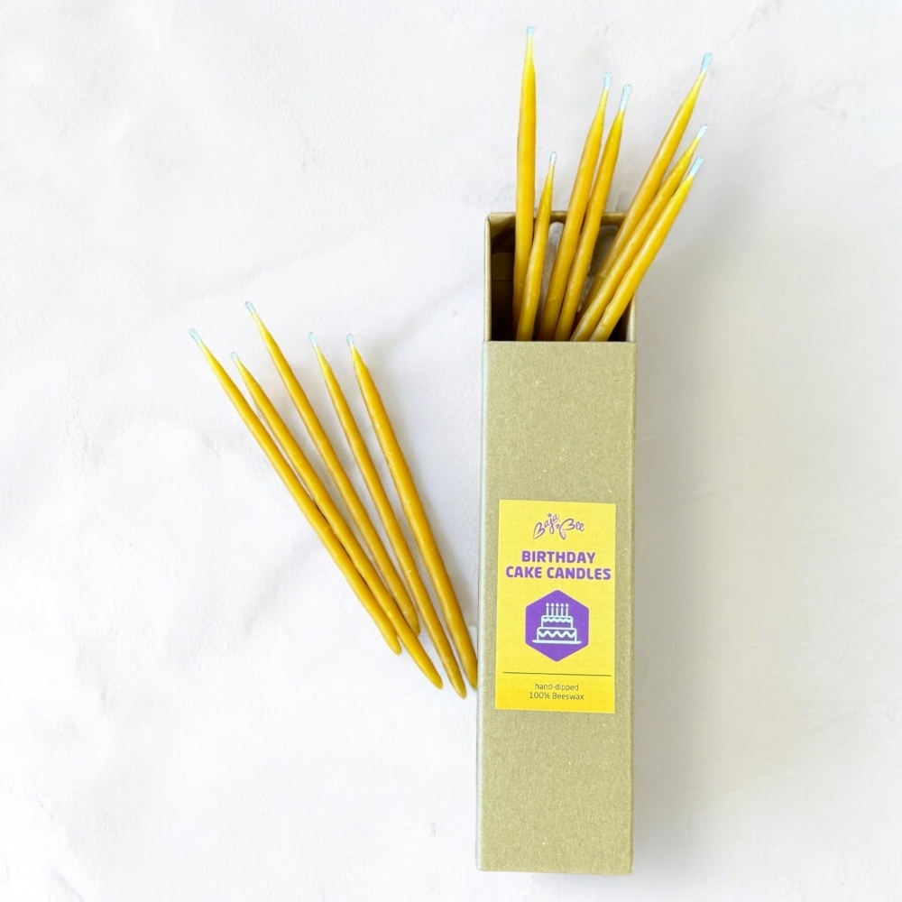 Birthday beeswax candles - 12 pcs