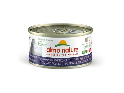 Almo Nature HFC Natural tuňák pro kočky, kuřecí šunka 70g