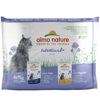 Almo Nature HOLISTIC pomoc při trávení koček ryby a drůbež 6x 70g MULTI PACK