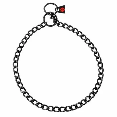 HS Obojok retiazkový, sťahovací, 45cm/2.5mm, okrúhle malé oko, nerezová oceľ, čierny