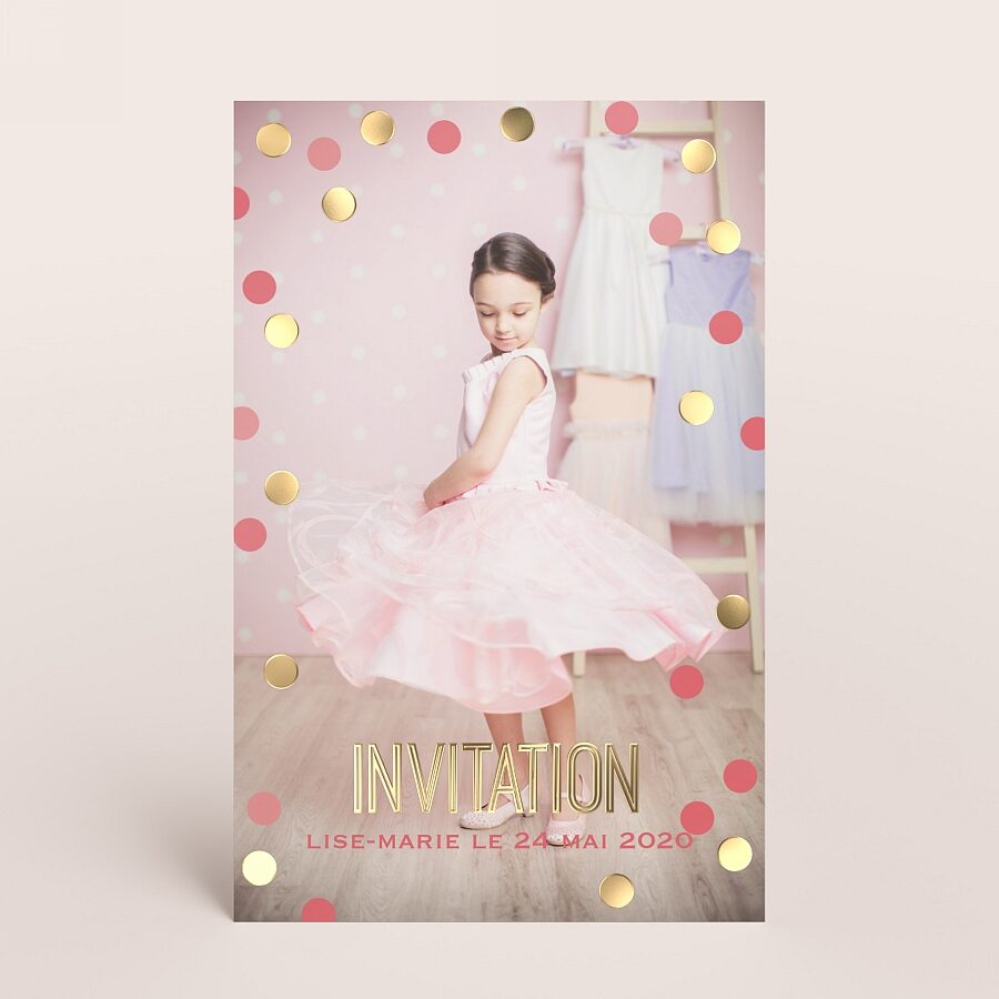 Carte Invitation Communion Paillettes Fille Communion Tadaaz