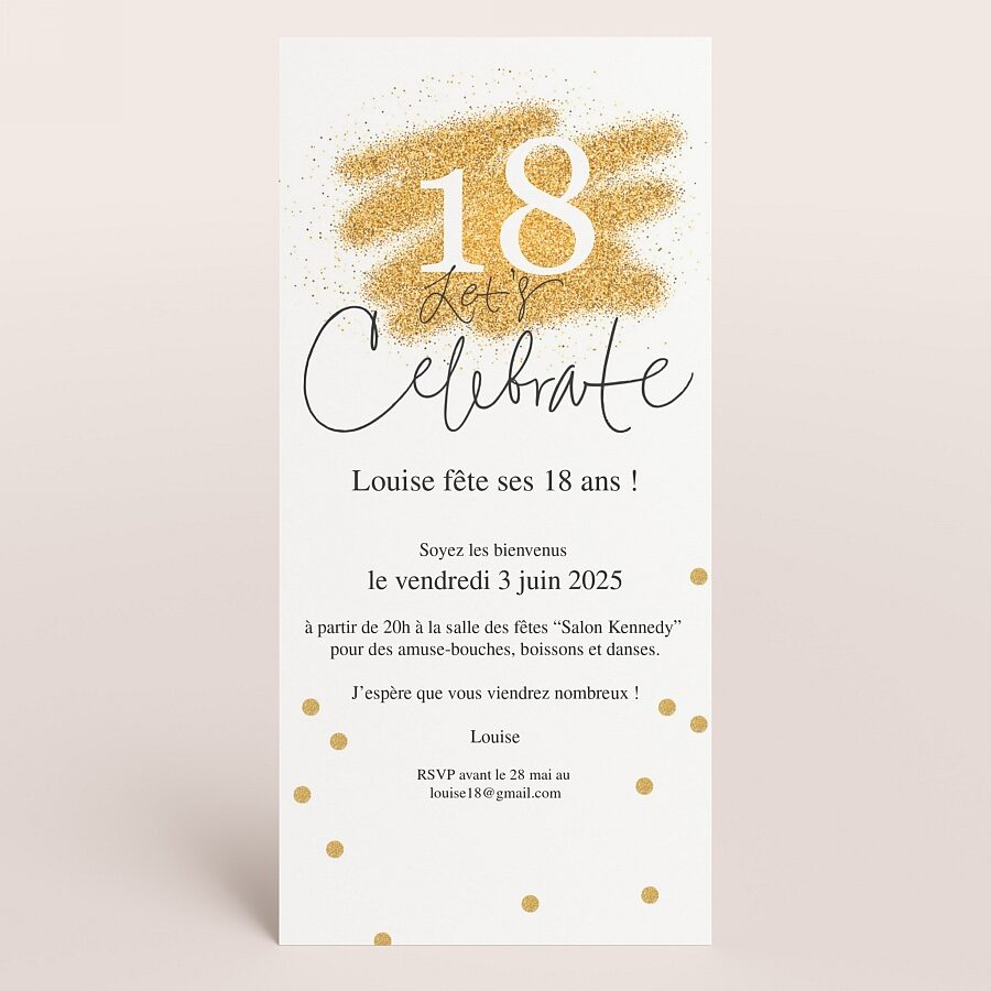 Carte D Invitation Anniversaire Ado Chic A Paillette Fete Tadaaz