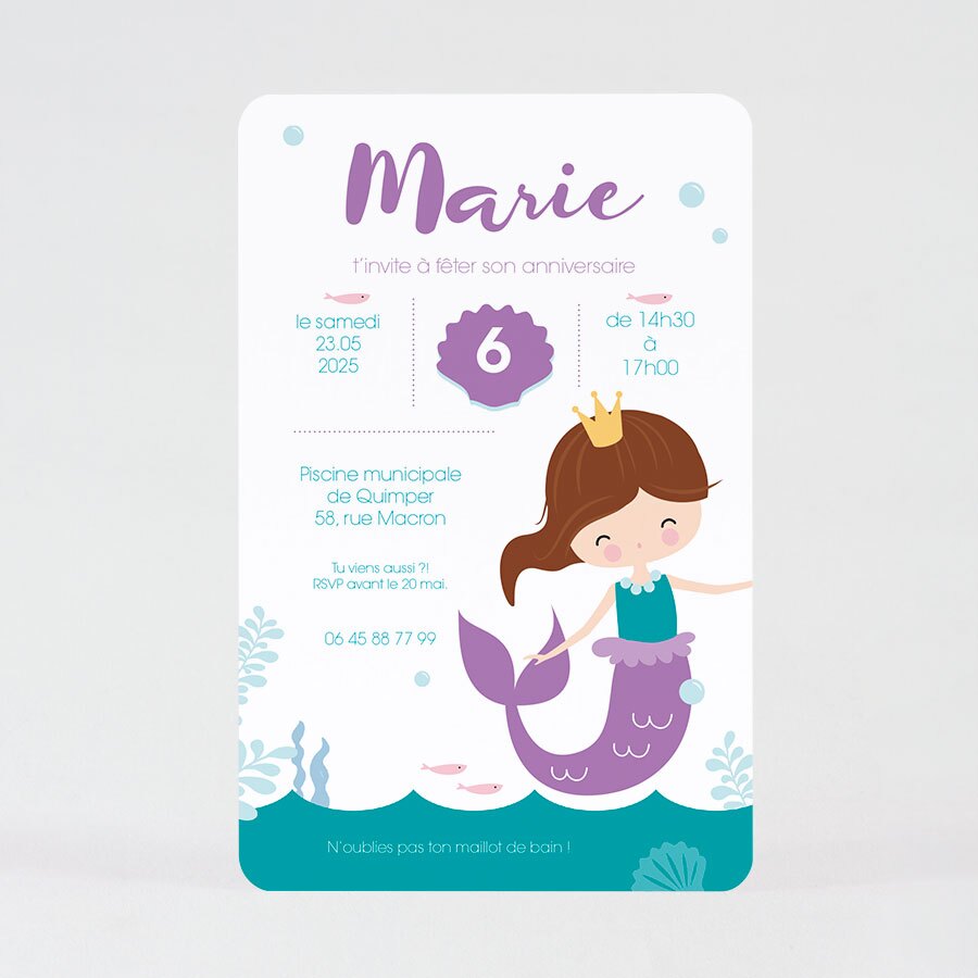 Carte D Invitation Anniversaire Enfant Petite Sirene Fete Tadaaz