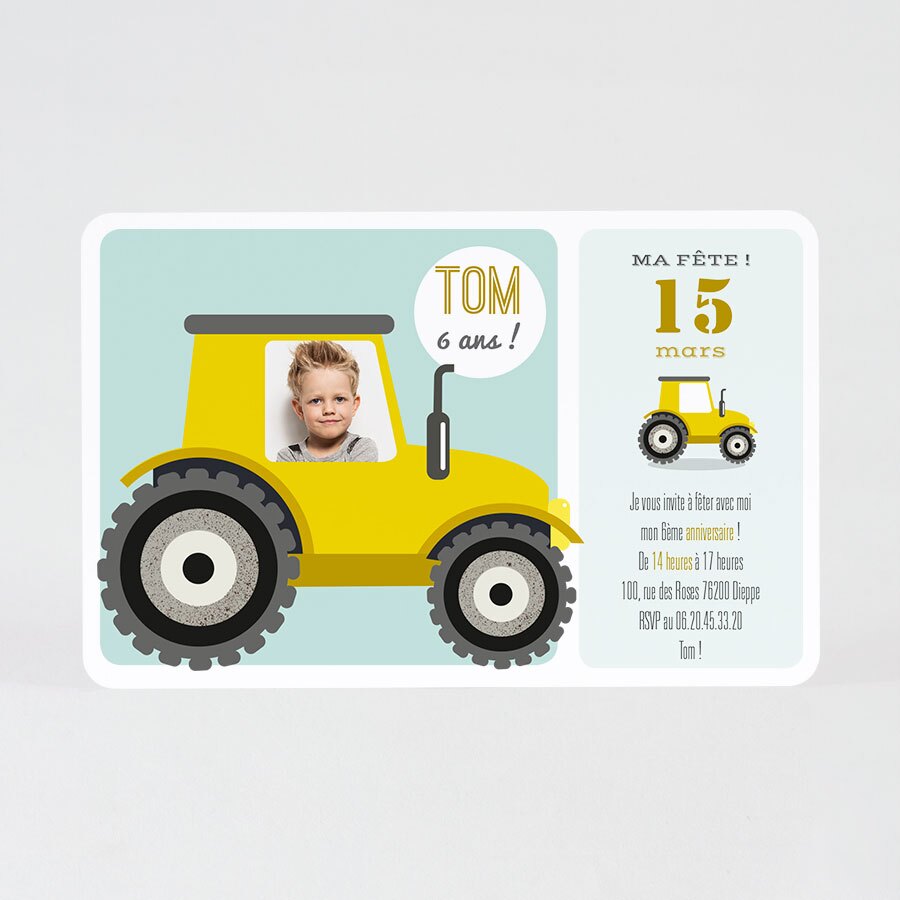 Carte D Invitation Anniversaire Enfant Tracteur Fete Tadaaz