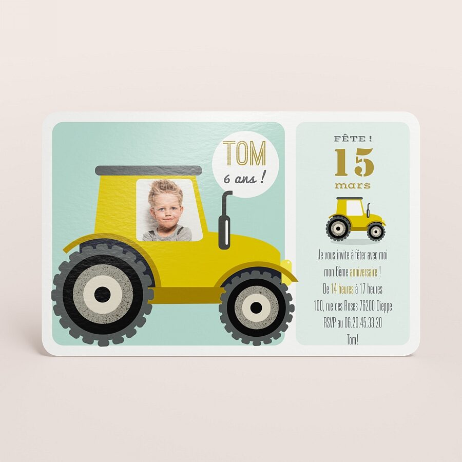 Carte D Invitation Anniversaire Enfant Tracteur Fete Tadaaz